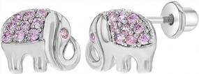 img 4 attached to 🐘 Rhodium Plated Pink Cubic Zirconia Elephant Earrings for Kids - Animal Lover Children's Unique Gift