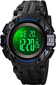 img 3 attached to Tactical And Durable: Men'S Waterproof Digital Sports Watch With Stopwatch And Alarm