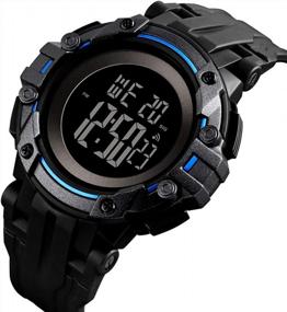 img 2 attached to Тактические и прочные: мужские водонепроницаемые цифровые спортивные часы с секундомером и будильником