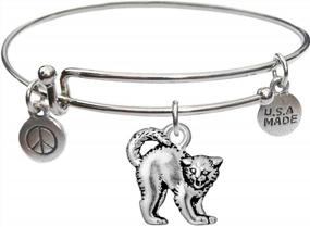 img 3 attached to Halloween Cat Charm Bangle Bracelet - Add Some Spooky Style To Your Look!