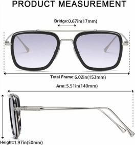 img 2 attached to Vintage Square Metal Frame Sunglasses For Men And Women With AISSWZBER Tony Stark Design - Inspired By Iron Man And Spider-Man