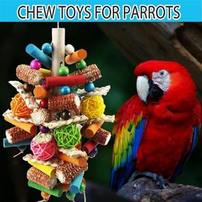 img 2 attached to 🦜 Kewkont Bird Toys: Parrot Toys for Large Birds - Natural Peppered Wood for African Grey Parrots, Macaws, Cockatoos, Amazon Parrots - Chew Toys: Aviary Hanging Toys