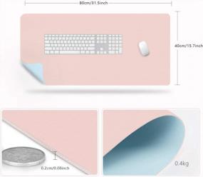 img 3 attached to GothicBirde Large Leather Desk Pad - Dual-Sided, WaterProof, Anti-Slip, Easy To Clean For Office Or Home In Pink/Light Blue (31.5" X 15.7")