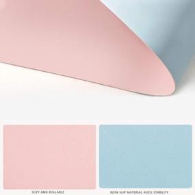 img 1 attached to GothicBirde Large Leather Desk Pad - Dual-Sided, WaterProof, Anti-Slip, Easy To Clean For Office Or Home In Pink/Light Blue (31.5" X 15.7")