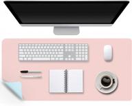 gothicbirde large leather desk pad - dual-sided, waterproof, anti-slip, easy to clean for office or home in pink/light blue (31.5" x 15.7") logo