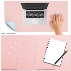 img 2 attached to GothicBirde Large Leather Desk Pad - Dual-Sided, WaterProof, Anti-Slip, Easy To Clean For Office Or Home In Pink/Light Blue (31.5" X 15.7")