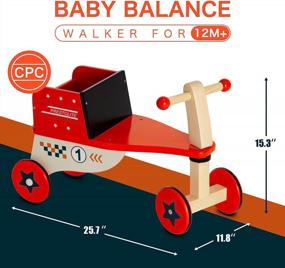 img 1 attached to 🚲 Wooden Baby Balance Bike: Toddler Ride-On Toy for Babies 1-3 Years (Red)