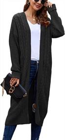 img 3 attached to Women'S Oversized Open Front Cable Knit Long Sleeve Cardigan Sweater Duster Coat