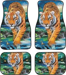 img 4 attached to 🐯 3D Tiger Design Fashion Floor Mats: Protection and Style for Your Vehicle