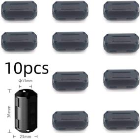 img 1 attached to 🔇 10PCS 13mm Black Magnetic Cable Ring Noise Filter Suppressor for EMI RFI Noise on Video Cables & Power Cords