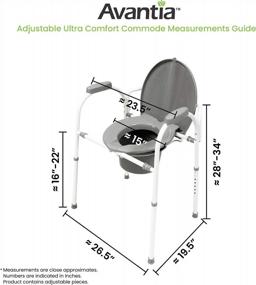 img 1 attached to Avantia Portable Commode Chair: Ultra Comfort, Adjustable Height, Safer Toilet Solution, Ergonomic Seat, Padded Armrests, Steel Construction