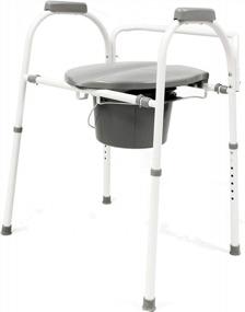 img 3 attached to Avantia Portable Commode Chair: Ultra Comfort, Adjustable Height, Safer Toilet Solution, Ergonomic Seat, Padded Armrests, Steel Construction
