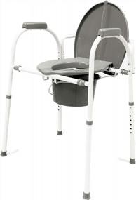 img 4 attached to Avantia Portable Commode Chair: Ultra Comfort, Adjustable Height, Safer Toilet Solution, Ergonomic Seat, Padded Armrests, Steel Construction
