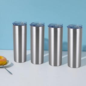 img 2 attached to 6 Pack Skinny Travel Tumblers, Stainless Steel Skinny Tumblers With Lid And Straw, Double Wall Insulated Tumblers, 20 Oz Slim Water Tumbler Cup, Vacuum Tumbler Travel Mug For Coffee Water Tea, Silver