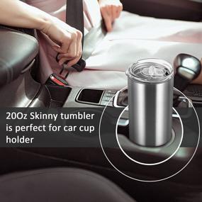 img 1 attached to 6 Pack Skinny Travel Tumblers, Stainless Steel Skinny Tumblers With Lid And Straw, Double Wall Insulated Tumblers, 20 Oz Slim Water Tumbler Cup, Vacuum Tumbler Travel Mug For Coffee Water Tea, Silver