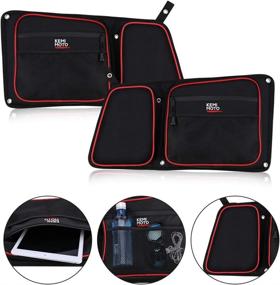 img 4 attached to 🎒 Highly Durable RZR Rear Door Bags, 1680D kemimoto Side Storage Bag Set with Eye-Catching Red Piping and Knee Pad - Compatible with Polaris RZR 4 900, XP 4 1000, 4 Door Turbo (2014-2022)