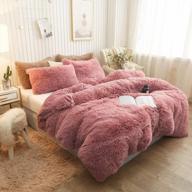 luxury xege plush shaggy duvet cover - ultra soft crystal velvet fuzzy bedding, fluffy furry comforter cover with zipper closure (queen, old pink) logo