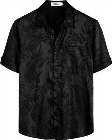 img 3 attached to Mens Regular Fit Jacquard Shirts: Ideal For Summer Beachwear With Button Down And Short Sleeves, Featuring Convenient Pocket And Casual Style - Available On VATPAVE