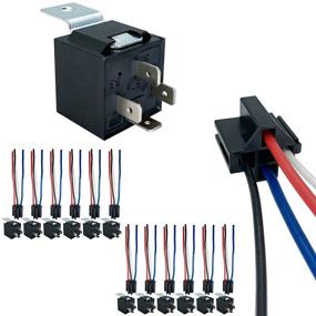 img 4 attached to 12-Pack Automotive Relay Kit With Interlocking Harness Socket Holder And Heavy-Duty Pigtail - IRhapsody 4-Pin 40/30AMP SPST 12V Relay, Ideal For 12-Volt Applications