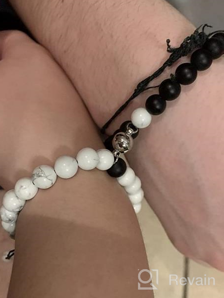 img 1 attached to KINGSIN Couples Mutual Attraction Bracelets Matte Agate Bracelet Vows Of Eternal Love Charms Adjustable Jewelry Gifts Set For Lover Women Men review by Sandra Johnson