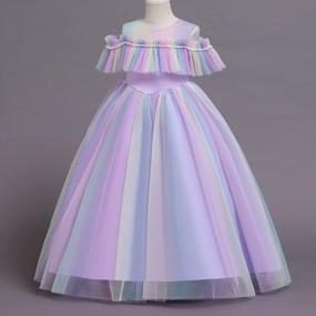 img 3 attached to Макси-платье с открытыми плечами, вышивкой в ​​виде бабочек и оборками - идеально подходит для свадеб, конкурсов и дней рождений