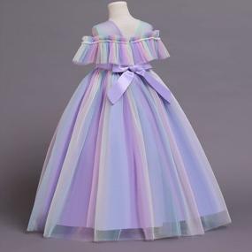 img 2 attached to Макси-платье с открытыми плечами, вышивкой в ​​виде бабочек и оборками - идеально подходит для свадеб, конкурсов и дней рождений