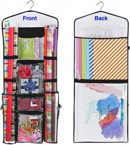 img 4 attached to Double-Sided Gift Wrap Organizer With Multiple Pockets - ProPik Wrapping Paper Storage Solution For Gift Bags Bows Ribbons, Fits 40" Rolls, 40"X17" Size In Black Seam