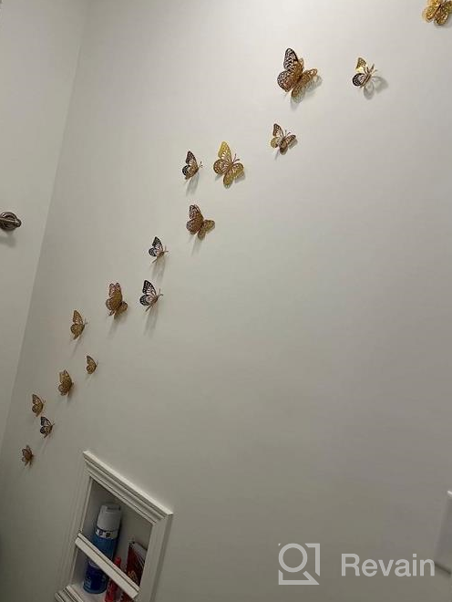img 1 attached to SAOROPEB 3D Butterfly Wall Decor, 48 Pcs 4 Styles 2 Color 3 Sizes, Removable Metallic Wall Sticker Room Mural Decals For Kids Bedroom Nursery Classroom Party Decoration Wedding Decor DIY Gift (2 Color) review by Todd Stepp