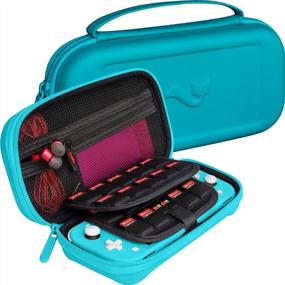 img 4 attached to Elite Turquoise ButterFox Carrying Case For Nintendo Switch Lite - Slim, With 19 Game And 2 Micro SD Card Holders, Ideal Storage Solution For Switch Lite Accessories