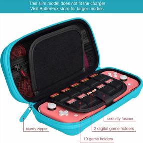 img 3 attached to Elite Turquoise ButterFox Carrying Case For Nintendo Switch Lite - Slim, With 19 Game And 2 Micro SD Card Holders, Ideal Storage Solution For Switch Lite Accessories