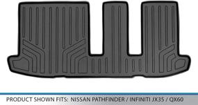 img 2 attached to Custom Fit Floor Mats 3rd Row Liner - Black | Compatible with 2013-2020 Nissan Pathfinder, 2013 Infiniti JX35, 2014-2020 QX60 | SMARTLINER