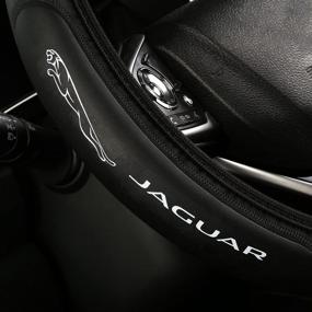 img 1 attached to Penziwan Genuine Leather Steering Wheel Cover Compatible With Jaguar Universal Size