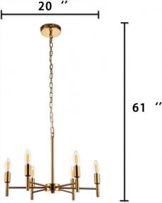 img 3 attached to Modern Brushed Brass Chandelier With 6 Lights For Chic Dining, Living, And Bedroom Spaces