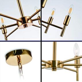 img 2 attached to Modern Brushed Brass Chandelier With 6 Lights For Chic Dining, Living, And Bedroom Spaces
