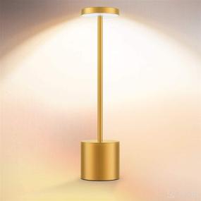 img 2 attached to 💡 Cordless Table Lamp: Sleek LED Metal USB Rechargeable, 2-Levels Brightness Night Light for Restaurant/Bedroom (Gold)