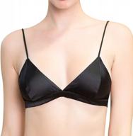 zylioo black mulberry silk triangle bra - adjustable straps, wireless and sexy satin finish logo