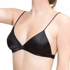 img 2 attached to Zylioo Black Mulberry Silk Triangle Bra - Adjustable Straps, Wireless And Sexy Satin Finish