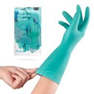 🧤 oristout pvc cleaning gloves, latex-free household gloves, dishwashing gloves with cotton lining, reusable kichten gloves, large dish gloves, 1 pair, green logo