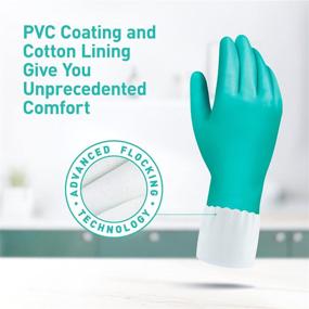 img 3 attached to 🧤 OriStout PVC Cleaning Gloves, Latex-Free Household Gloves, Dishwashing Gloves with Cotton Lining, Reusable Kichten Gloves, Large Dish Gloves, 1 Pair, Green