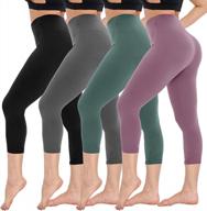 stay comfy and confident with our high-waisted 4-pack capri leggings for women - perfect for yoga and workouts! logo