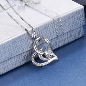 img 3 attached to Impress Mom On Her Birthday With AOBOCO'S I Love You To The Moon And Back Heart Necklace - 925 Sterling Silver And Austrian Crystals!