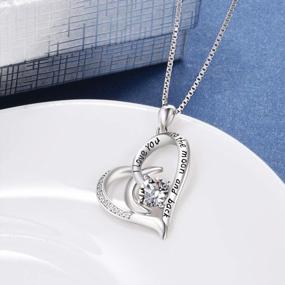 img 2 attached to Impress Mom On Her Birthday With AOBOCO'S I Love You To The Moon And Back Heart Necklace - 925 Sterling Silver And Austrian Crystals!
