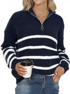 lanisen women's striped sweater half zip long sleeve v neck knitted pullover sweaters tops fall winter 2022 logo