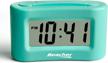 portable mini alarm clock: easy to use, travel-friendly with snooze, backlight, and display on/off – ideal for bedside, desk and on-the-go – mint green logo
