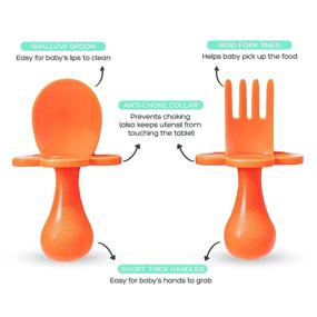 img 1 attached to Grabease Self-Feeding Utensils For Baby-Led Weaning - Spoon And Fork Set With Protective Barriers To Prevent Choking And Gagging - Made Of Non-Toxic Plastic - Ideal For Baby And Toddler Feeding