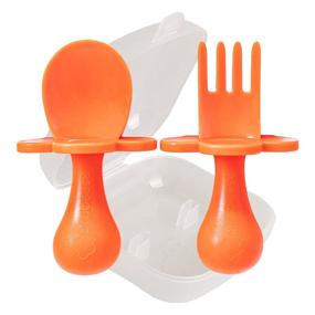 img 4 attached to Grabease Self-Feeding Utensils For Baby-Led Weaning - Spoon And Fork Set With Protective Barriers To Prevent Choking And Gagging - Made Of Non-Toxic Plastic - Ideal For Baby And Toddler Feeding