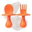 grabease self-feeding utensils for baby-led weaning - spoon and fork set with protective barriers to prevent choking and gagging - made of non-toxic plastic - ideal for baby and toddler feeding logo