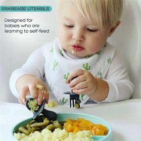 img 3 attached to Grabease Self-Feeding Utensils For Baby-Led Weaning - Spoon And Fork Set With Protective Barriers To Prevent Choking And Gagging - Made Of Non-Toxic Plastic - Ideal For Baby And Toddler Feeding