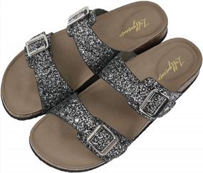 img 4 attached to Comfort Meets Style With LUFFYMOMO Womens Cork Sole Sandals - Adjustable Straps For Perfect Fit!