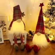 add festive charm with gmoegeft scandinavian christmas gnome lights timer: set of 2 dangling-legged tomte gnomes in nordic plaid pattern логотип